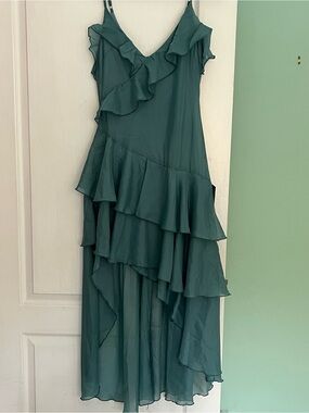 Lulus Ruffled V-Neck Tiered Maxi Dress - Teal